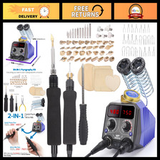 2-in-1 Wood Burning Kit 84-in-1 Set, 51 Tips, 23 Nibs, Stencils Unfinished Woo