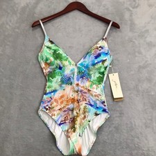 Gottex Aquarelle Colorful, Ribbed one Piece Swim Size 8 New