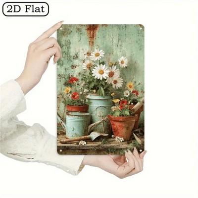 2D Vintage Garden Flower Metal Sign Cabin Farmhouse Patio Garden Wall Decoration