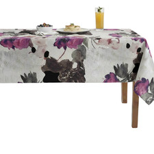 Plum Floral Digital Print Wedding Tablecloth Aster Polyester Dining Cover
