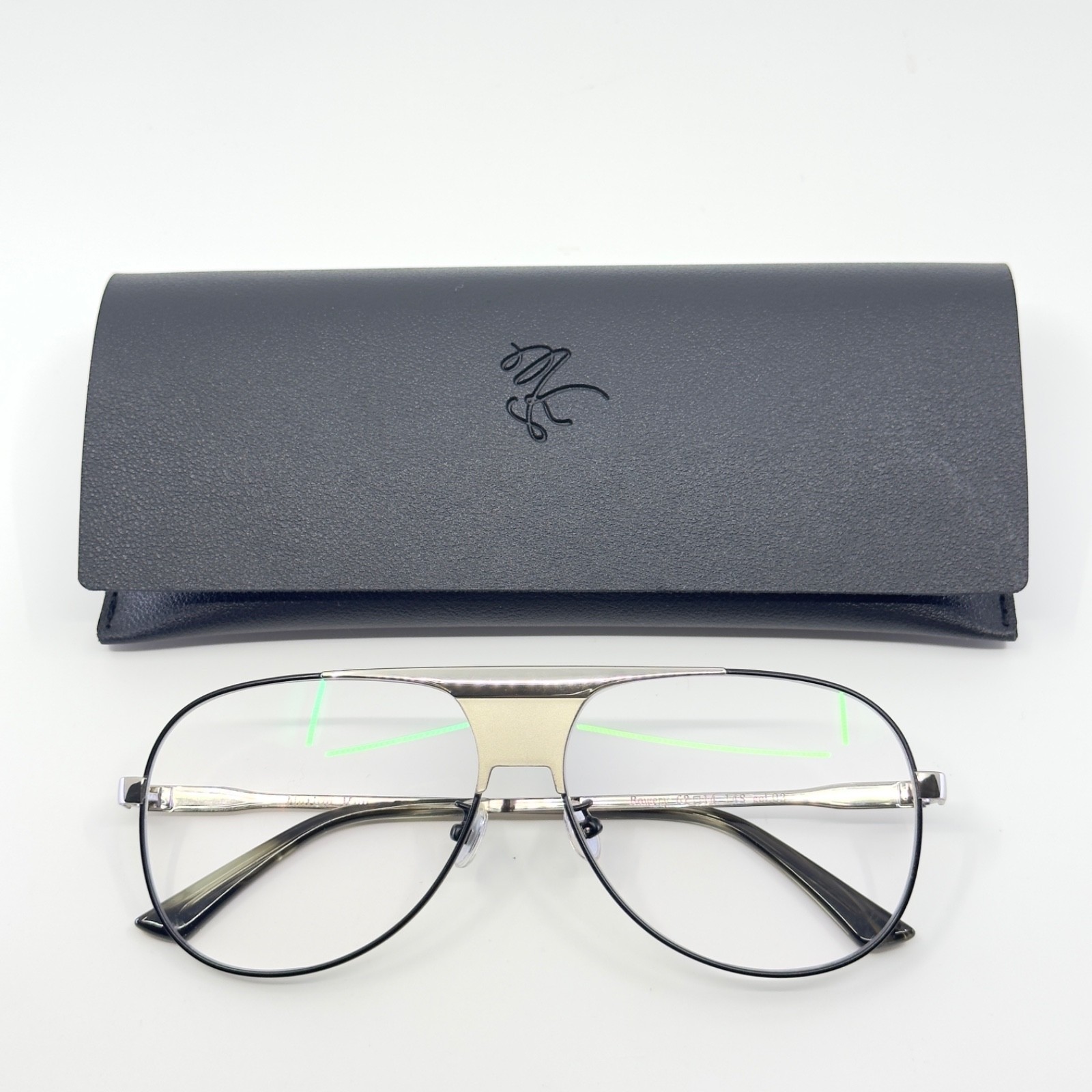 NEW NATIVE KEN BOWERY 03 Silver Black Aviator Full Rim Eyeglasses 62-14-148 B:51