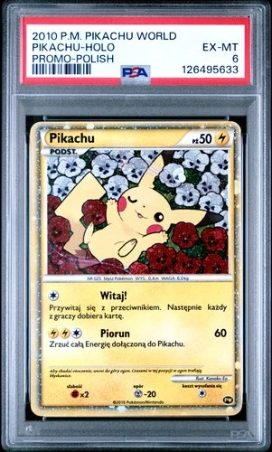 2010 POKEMON WORLD COLLECTION POLISH PIKACHU-HOLO PSA 6
