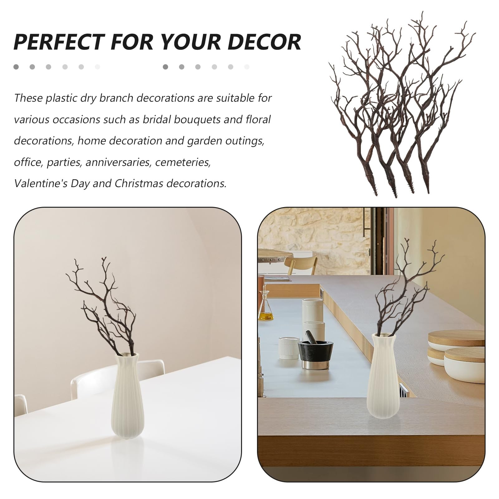 Plastic Tree Branches 4Pcs Manzanita Branches Halloween Decor Artificial Antl...