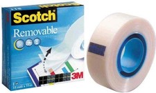 Image of Scotch Removable Magic Tape 1 Roll 19 mm x 32.9 m - Repositionable Tape for Docu