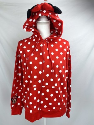 Disney Parks Jacket Women Small Red Polka Dot Jacket Minnie Hood Ears