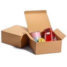 Switory 12pc Present Boxes with Lids, 20x20x10 cm (Pack of 12), Brown