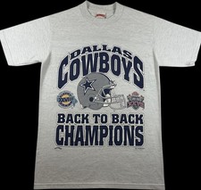 Vintage 1993 Dallas Cowboys Back to Back Champions Shirt Nutmeg Mills Large