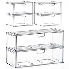 Acrylic Storage Drawers Set of 6, Clear Makeup Organizer, Plastic Organizer B...