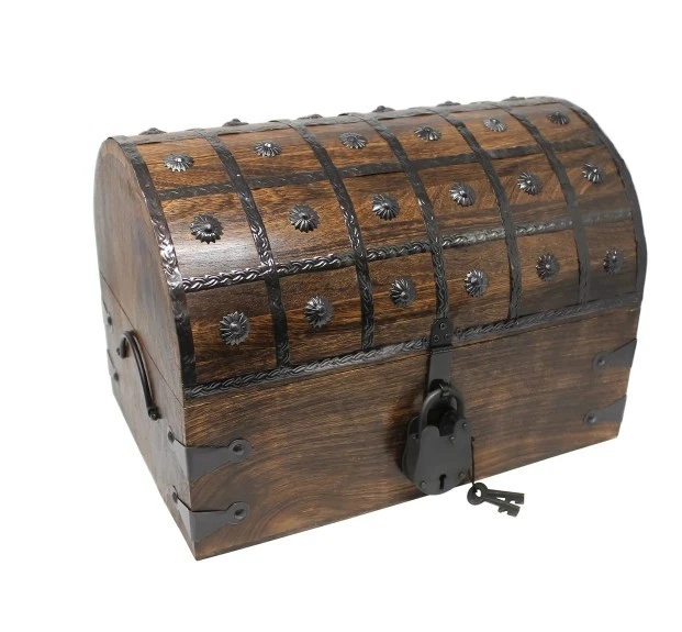 Nautical Cove X-Large Pirate Treasure Chest with Iron Lock and Skeleton Key - Image 2 of 4