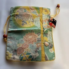 Japanese bag floral pattern green