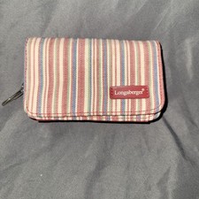 NEW 5" Longaberger Homestead Wallet Change Purse Red Blue Green Tan Striped