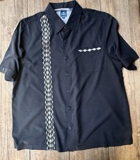 Nat Nast 100 Silk Embroidered Diamond Panel Rockabilly Bowling Shirt Black L