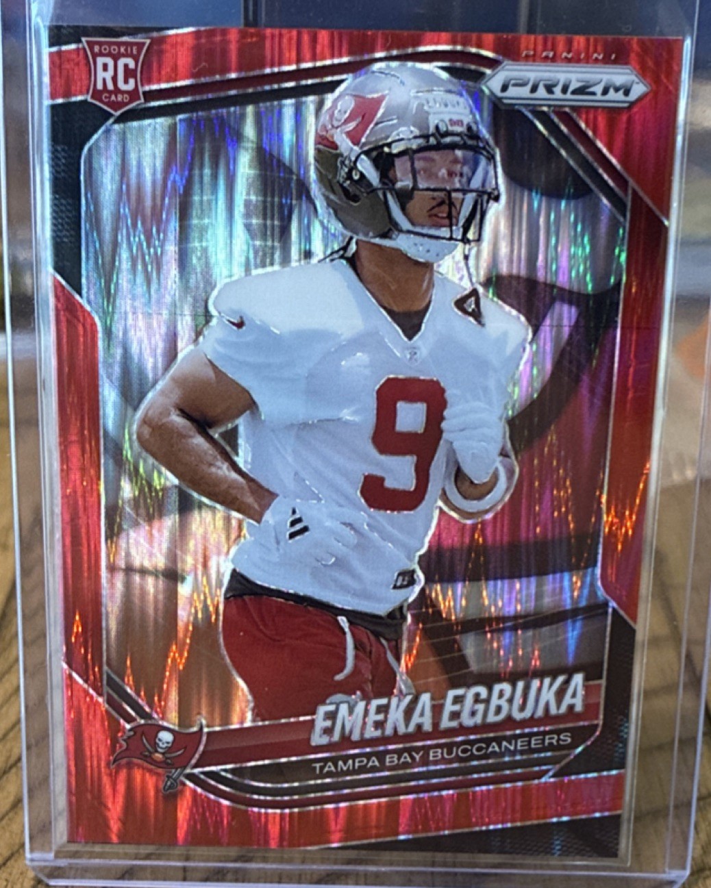 2025 Panini Prizm Emeka Egbuka Red Flash Prizm Rookie #351 Tampa Bay Buccaneers