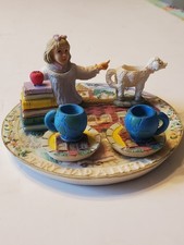 1997 Young's Inc Mary Had A Little Lamb Mini Tea Set With Cups Saucers  Figures
