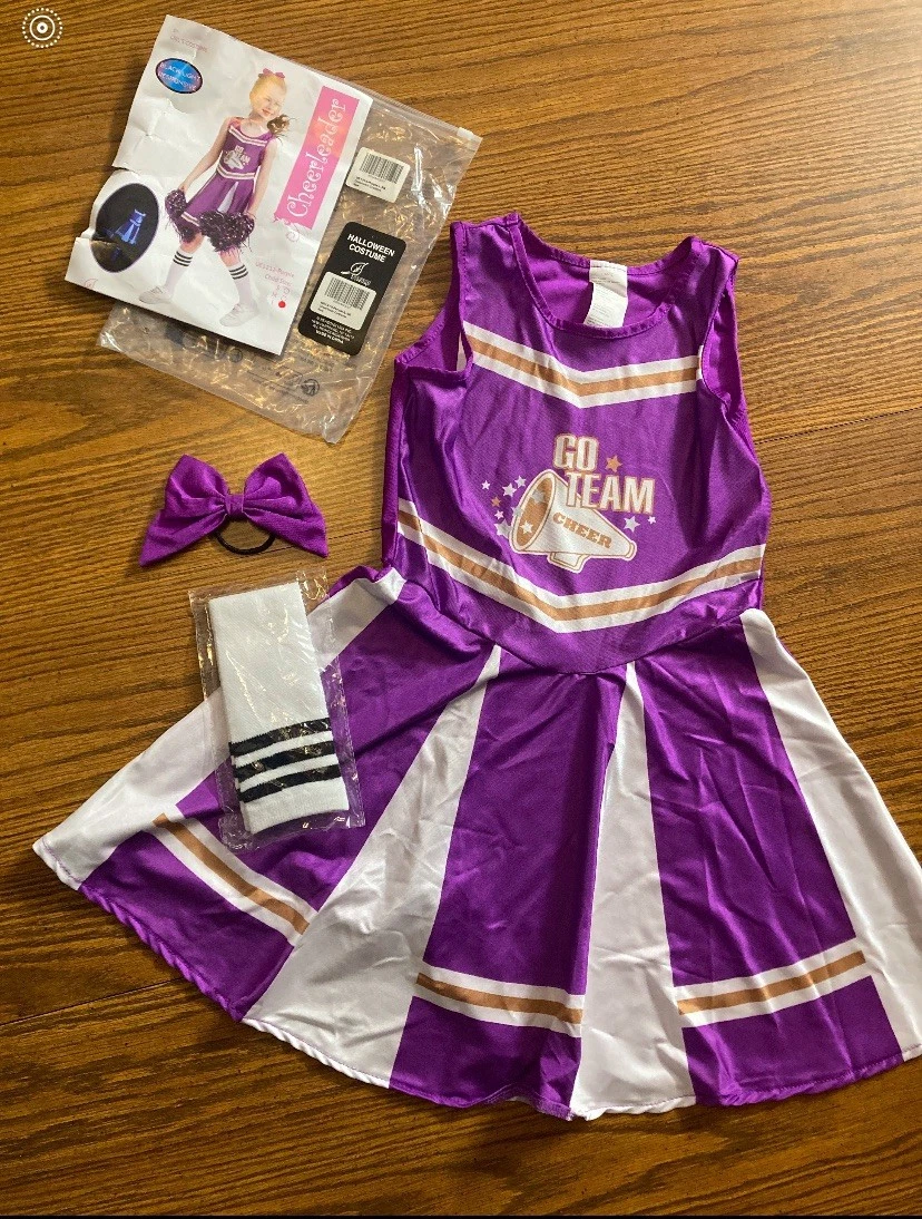 open lace back dress Toxic Cheerleader Costume Child Black Dress with Pom Poms main image 1