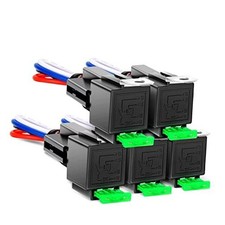 50023R 5 Pack 30A Fused Relay Switch Kit 12V 4 Pin SPST Fuse Relay 5 Pack