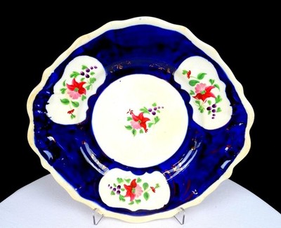 Gaudy Welsh Staffordshire Porcelain Floret Antique 9 3/8'' Serving Plate 1850s