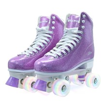 Roller Skate for Women, High-Top PU Leather Quad Skates for Beginner, Shiny D...