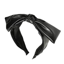 Bow Headbands for Women Girls Faux Leather Headbands for Women Black Headband