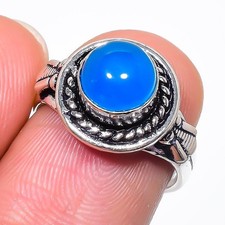 Blue Chalcedony Gemstone Handmade 925 Sterling Silver All Size Ring For Gift