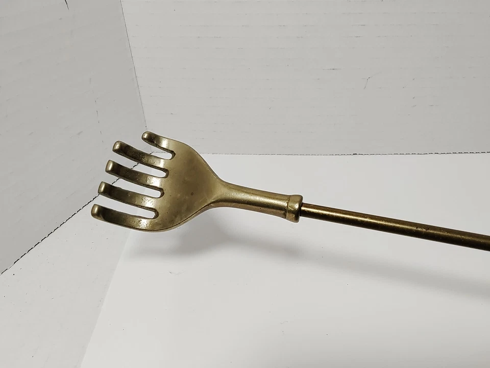 Rascador trasero y cuerno de zapato vintage de latón macizo mango largo 22" de largo x 1,75" Foto 2 de 4