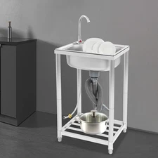 Kitchen Sink with 360° Adjustable Faucet, Stainless Steel Sink, Single Bowl Sink