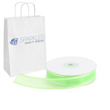 Organza Ribbon 7/8" Wide 25 Yd Yard Roll - Apple Green - Satin Edging Solid ak
