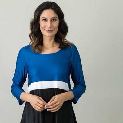 Shirt blau 36/38 Beloved Basics Damen Shirt Farbblock-Design ''bunt'' 2.5217