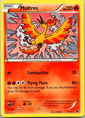 Pokemon Card - Moltres XY - Fates Collide 9/124 Non Holo Rare Near
