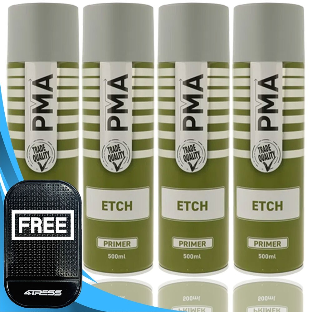 4x PMA Professional Grey Acid Etch Primer Aerosol Spray Paint 500mL Can PA1018+M