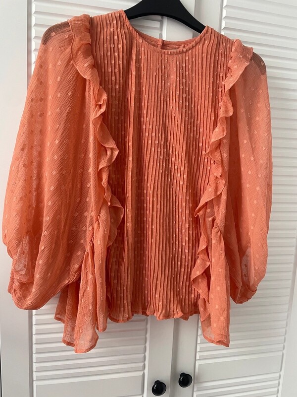 River Island dobby coral crinkled top UK