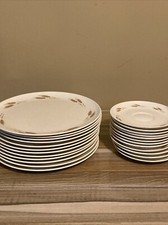 VTG Aztec Melmac Dinnerware 12 Plates 12 Cup saucers Whispering Wheat Free Ship