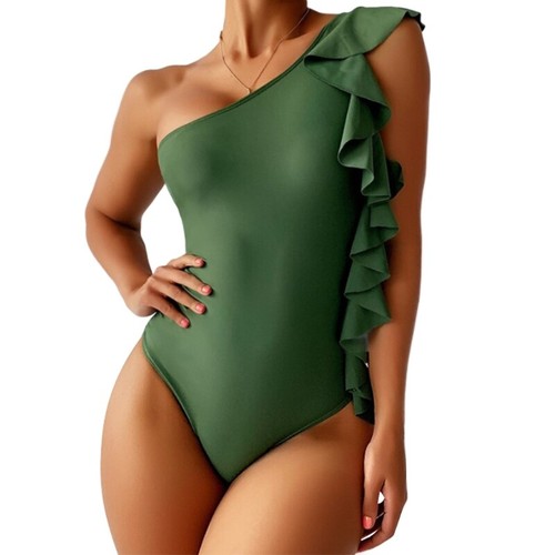 One Shoulder Badeanzug für Damen Rüschen Badeanzug Einteiler Badeanzug Monokinis - Bild 19 von 34