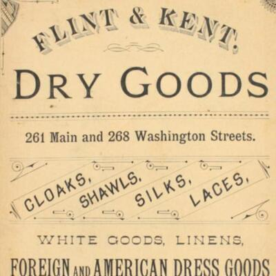 #ad 1886 BUFFALO NY PRINT AD DRY GOODS FLINT amp; KENT LINENS COTTON HOSIERY GLOVES $18.55