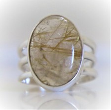 GOLDEN RUTILE QUARTZ NATURAL GEMSTONE 925 STERLING SILVER JEWELRY RING 3 TO 12