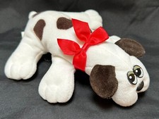 Vintage 1985 Pound Puppy Plush White Brown Short Ears Stuffed Animal Tonka Red