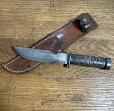 Vintage WWII Cattaraugus 225Q Quartermaster Fighting Knife with Belt Sheath