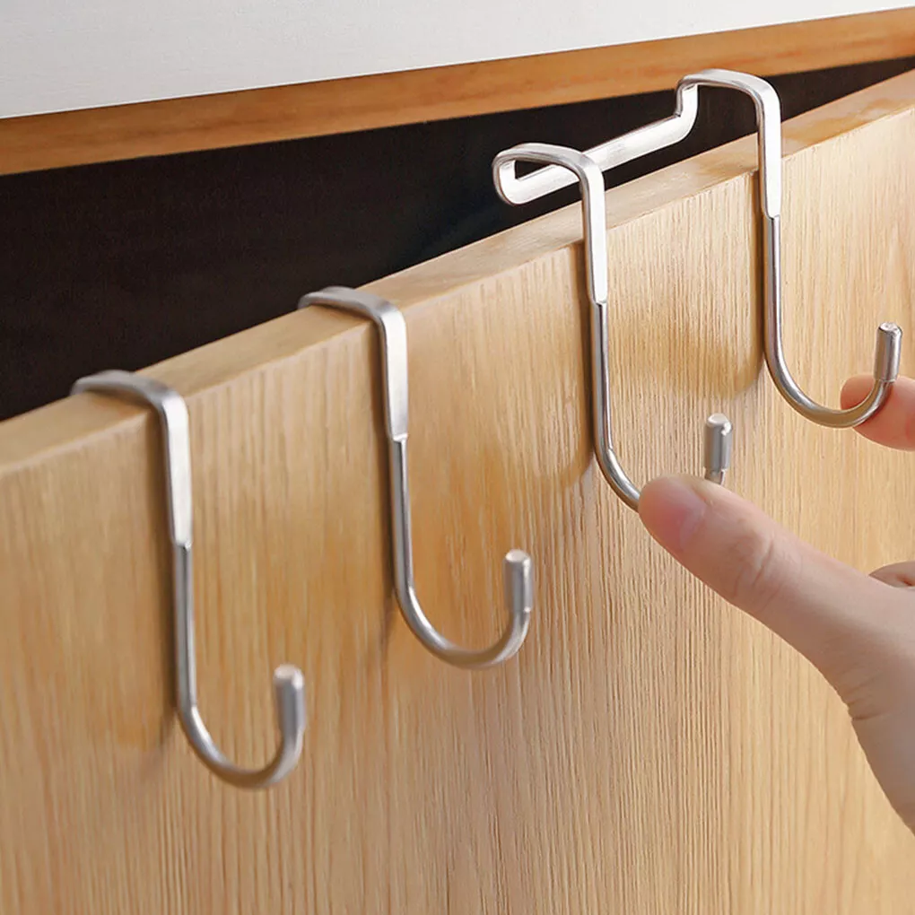 Stainless Steel Over Door Hooks Reversible Clothes Rack Coat Drawer Hanger