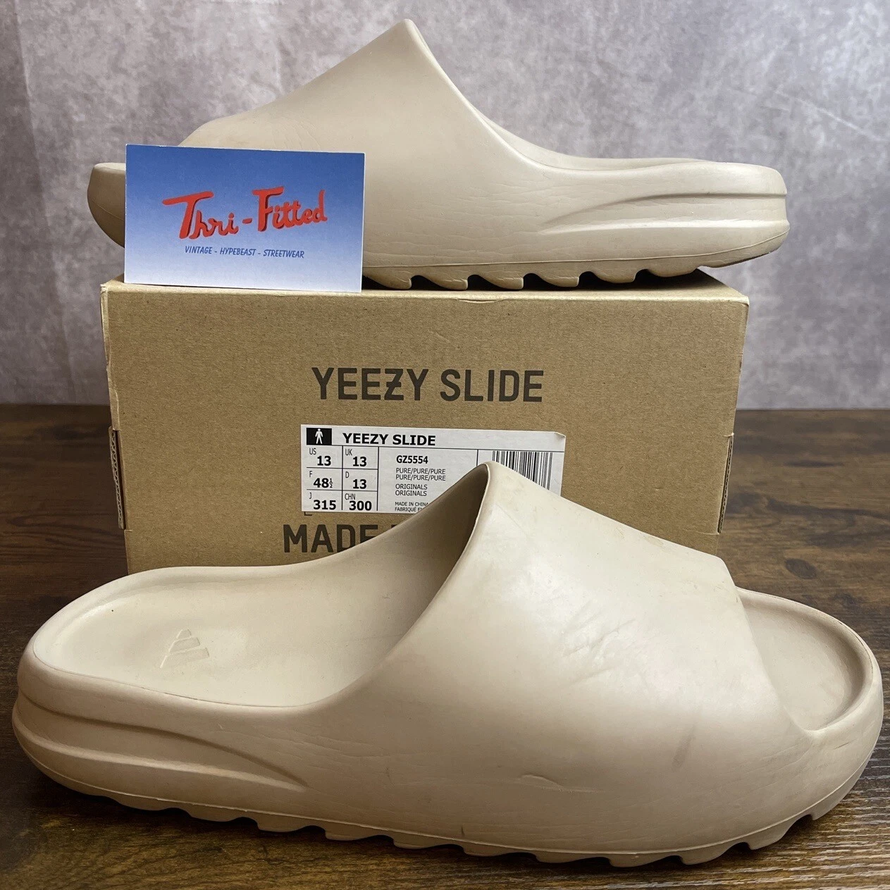 Sandalo Adidas Yeezy Slide puro prima versione taglia 13 GZ5554 OG bianco crema