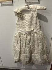 NWT Janie And Jack Ivory With Gold Floral Pattern Special Occasion Dress Size 12