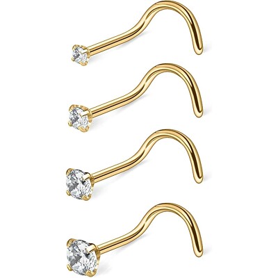 18G CZ Nose Screw Studs Rings 1.5mm-4mm Diamond Piercing Jewelry 4-12PCS
