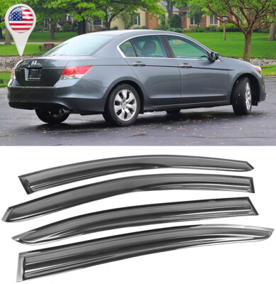 4 Pcs 3D Out-Channel Window Visor Sun Vent Rain Wind Guard For 08-12 Accord 4D