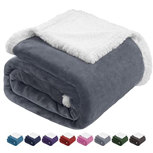 Sherpa Fleece Throw Blanket King Size for Bed Thick and Warm Blanket
