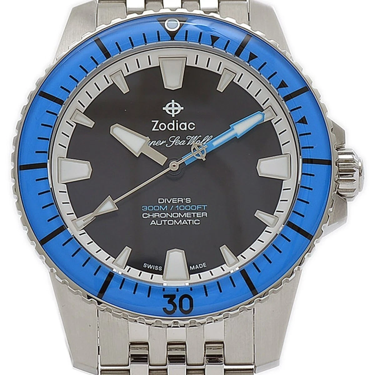 Zodiac Super Sea Wolf ZO3554 Automatic Black Dial Stainless Steel Men's Watch