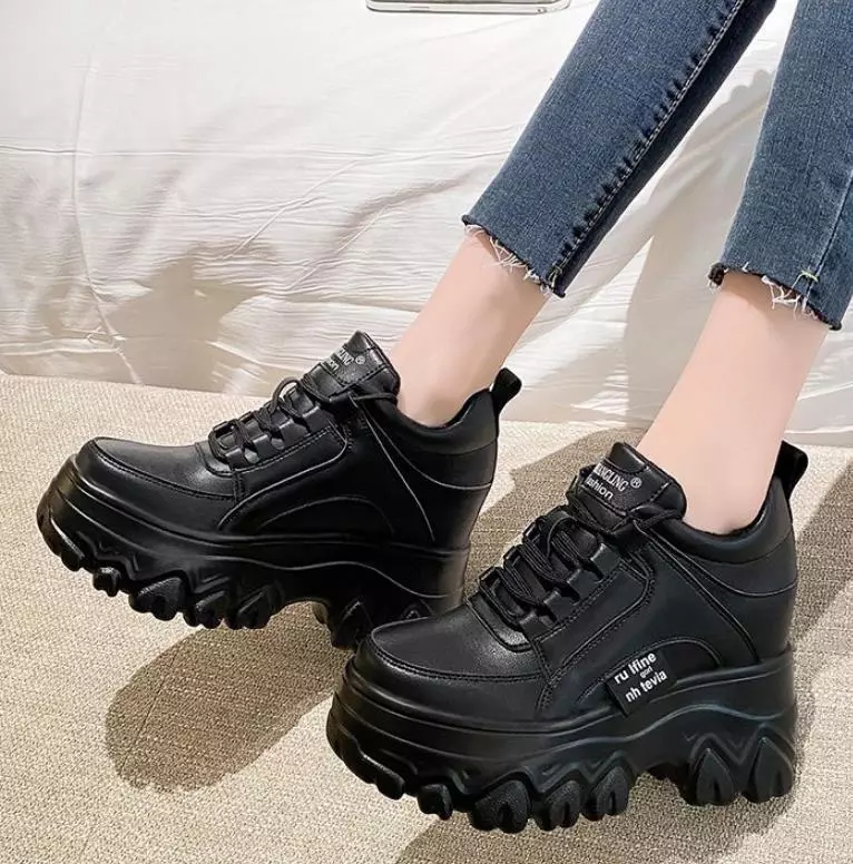 Women's Chunky Sneakers Lace Up Platform Shoes Casual Running Wedge Heel  Shoes