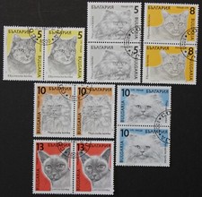 Bulgarien: Michel-Nr. 3808-3813 "Katzen" versch. Zdr.-Paare aus 1989, gestempelt