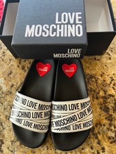 New Love Moschino Black/White Slides Sz 37/7