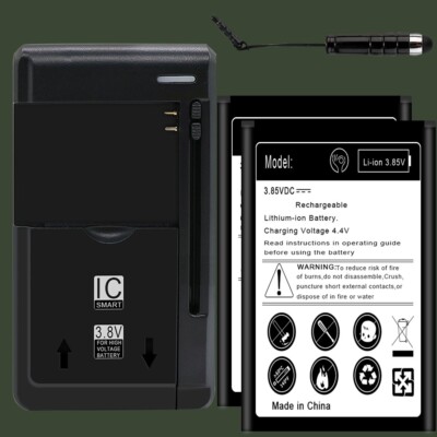 High Capacity 2x 3920mAh Spare Battery Charger Stylus for LG Harmony M257 Phones