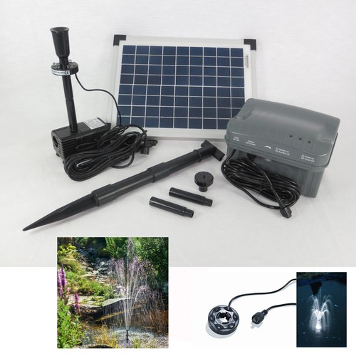 10 Watt LED Solarpumpe Gartenteich Gartenpumpe Akku Batterie Teich