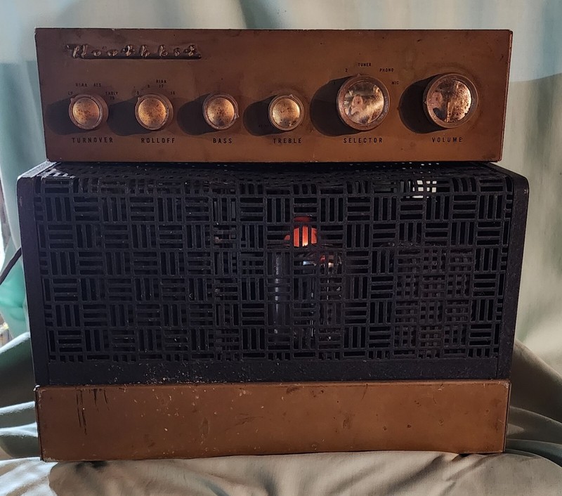 Vintage Heathkit Preamplifier Model WA-P2 & Heathkit Amplifier W-5M POWERS UP